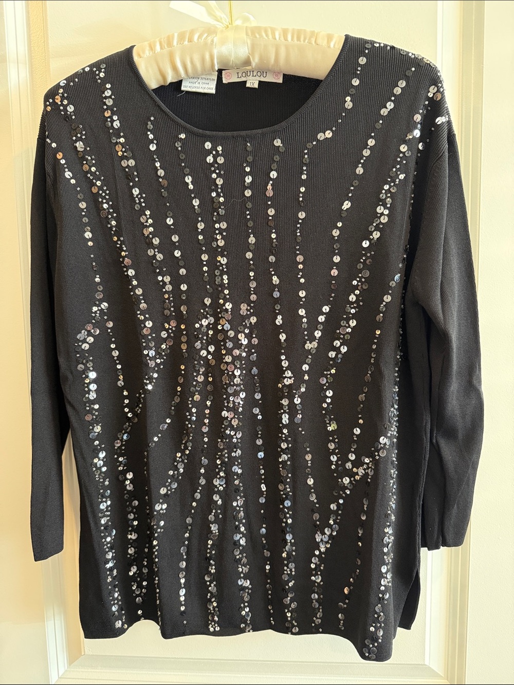 Lou Lou & Company Black Sequin Crewneck Top